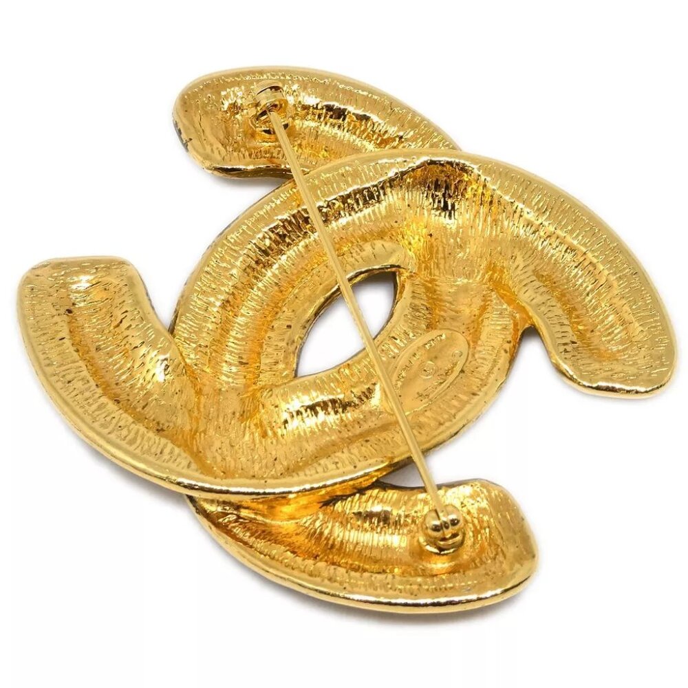 Chanel Quilted CC Brooch Pin Large Gold 1152 174478 - Picture 3 of 4